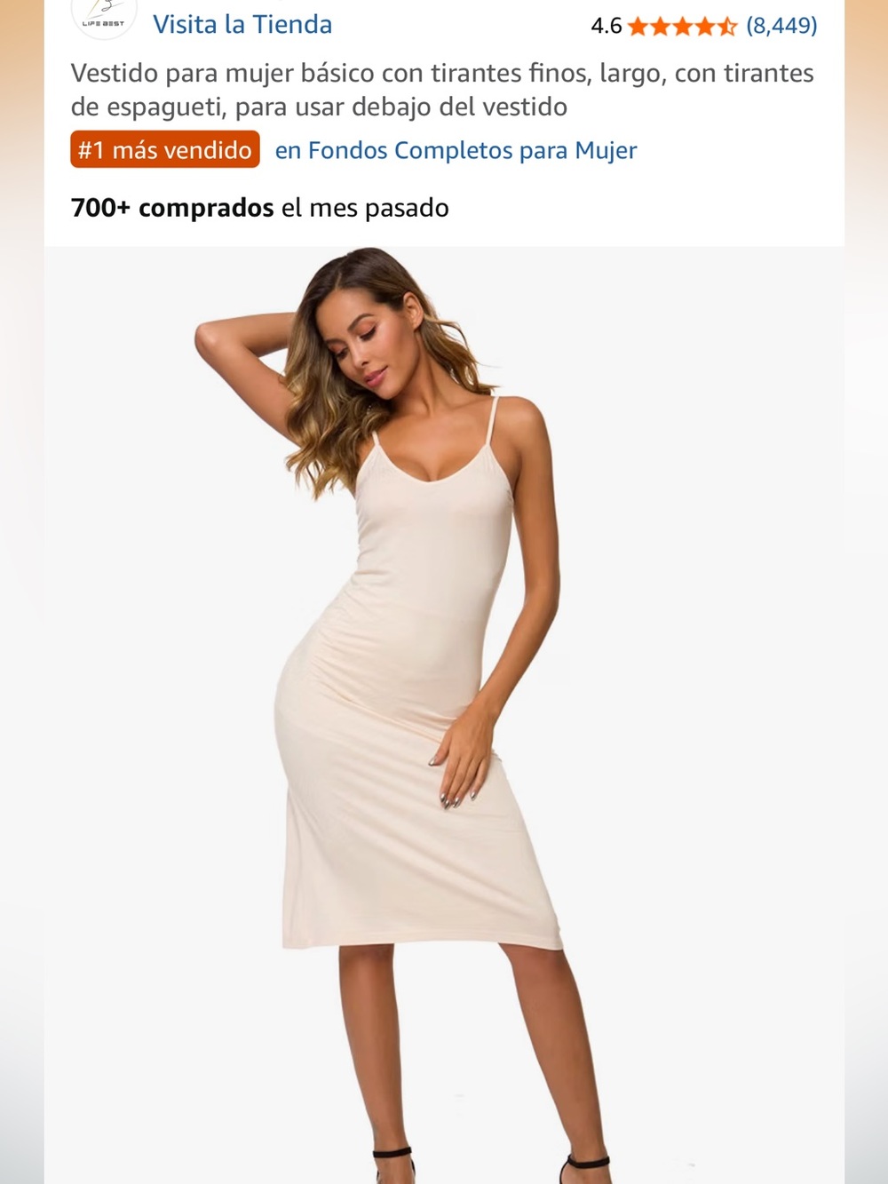 Cream Slip Chemise with Spaghetti Straps